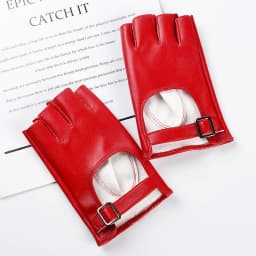 Women Nightclubs Stage Performance DS Punk Style Half Finger Solid Hollow Leather Gloves Fashionable Personality Hip Hop Cosplay