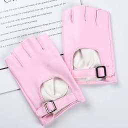 Women Nightclubs Stage Performance DS Punk Style Half Finger Solid Hollow Leather Gloves Fashionable Personality Hip Hop Cosplay