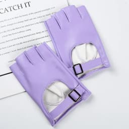 Women Nightclubs Stage Performance DS Punk Style Half Finger Solid Hollow Leather Gloves Fashionable Personality Hip Hop Cosplay