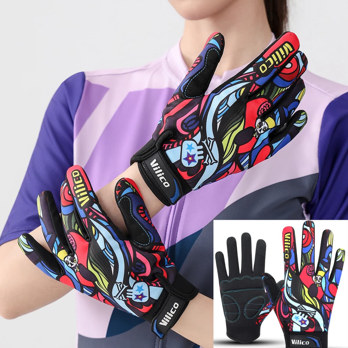 Riding Gloves Road Bikes Shock-Absorbing Anti Slip Wear-Resistant Touch Screen Sports Mountain Bike Gloves Halloween Gift Gloves