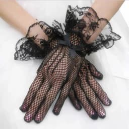 Fashion Elegant Ladies Short Lace Gloves Sheer Fishn Net Black White Prom Party Gloves Female's Fashionable Soild Color Mittens