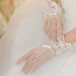Fashion Elegant Ladies Short Lace Gloves Sheer Fishn Net Black White Prom Party Gloves Female's Fashionable Soild Color Mittens