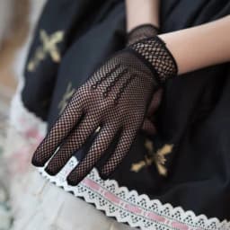 Fashion Elegant Ladies Short Lace Gloves Sheer Fishn Net Black White Prom Party Gloves Female's Fashionable Soild Color Mittens