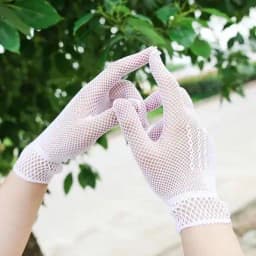 Fashion Elegant Ladies Short Lace Gloves Sheer Fishn Net Black White Prom Party Gloves Female's Fashionable Soild Color Mittens