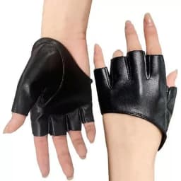 1 Pair Women Fashion PU Leather Half Finger Gloves Goth Punk Rock Hollow Fingerless Gloves Stage Performance Lolita Cosplay