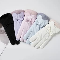 Winter Warm Gloves For Women Plus Velvet Thickened Waterproof Windproof Cute Bow Student Outdoor Cycling Touch Screen Ski Gloves