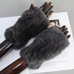 2026 Fashion Real Rex Rabbit Fur Women's Winter Gloves Genuine Fur Mittens Girl Fingerless Gloves Wrist Warmer Elastic Fluffy