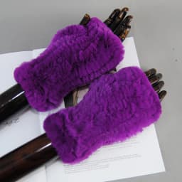 2026 Fashion Real Rex Rabbit Fur Women's Winter Gloves Genuine Fur Mittens Girl Fingerless Gloves Wrist Warmer Elastic Fluffy