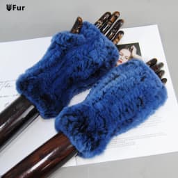 2026 Fashion Real Rex Rabbit Fur Women's Winter Gloves Genuine Fur Mittens Girl Fingerless Gloves Wrist Warmer Elastic Fluffy