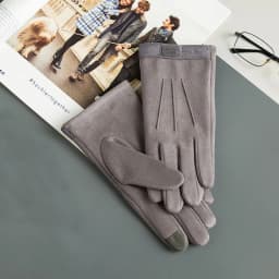 Winter Men Plush Warm Cashmere Outdoor Sports Cycling Mittens Women Three Ribs Suede Leather Touch Screen Driving Glove J98