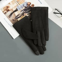 Winter Men Plush Warm Cashmere Outdoor Sports Cycling Mittens Women Three Ribs Suede Leather Touch Screen Driving Glove J98