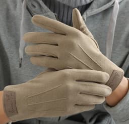 Winter Men Plush Warm Cashmere Outdoor Sports Cycling Mittens Women Three Ribs Suede Leather Touch Screen Driving Glove J98