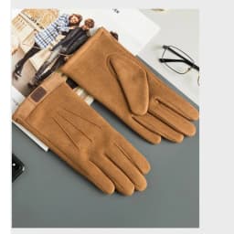 Winter Men Plush Warm Cashmere Outdoor Sports Cycling Mittens Women Three Ribs Suede Leather Touch Screen Driving Glove J98