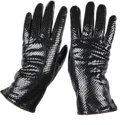 Women's Snake Print Leather Sheepskin Gloves High Gloss Velvet Lined Warm Fashion Driving Gloves for Autumn Winter