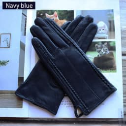 Colorful Leather Gloves Women Fashion Simple Style Velvet Lining Autumn Winter Warm Ladies Sheepskin Finger Gloves