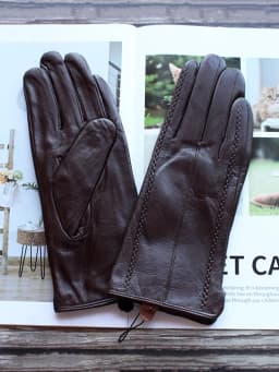 Colorful Leather Gloves Women Fashion Simple Style Velvet Lining Autumn Winter Warm Ladies Sheepskin Finger Gloves