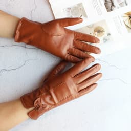 Colorful Leather Gloves Women Fashion Simple Style Velvet Lining Autumn Winter Warm Ladies Sheepskin Finger Gloves