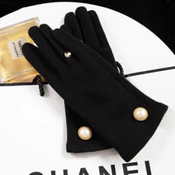 Korean Cute Pearl Plus Velvet Outdoor Sports Cycling Windproof Touch Screen Driving Women's Autumn and Winter Warm Gloves S349
