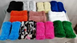 New Women 100% Real Genuine Knitted Mink Fur Mittens Winter Warm Lady Real Fur Fingerless Gloves Handmade Knit Mink Fur Mitten