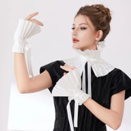 Women Black Cuffs Collar Set Detachable Fake Sleeves Cosplay Costume Accessories Dress Sweater Cuffs Collar Sewing Accessories