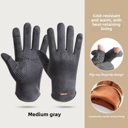 Winter Warm Gloves for Men's Outdoor Cycling and Driving Suede and Fleece Thickened Non-slip Touch Screen Gloves