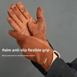 Winter Warm Gloves for Men's Outdoor Cycling and Driving Suede and Fleece Thickened Non-slip Touch Screen Gloves