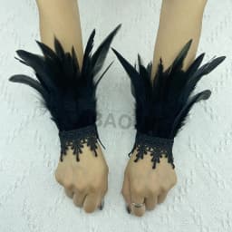 Natural Feather Sleeve Cuffs Gloves Party Cosplay Lace Wrist Cuffs Fur Sleeve Furry Accessories Carnival Stage Show Costume