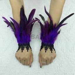 Natural Feather Sleeve Cuffs Gloves Party Cosplay Lace Wrist Cuffs Fur Sleeve Furry Accessories Carnival Stage Show Costume
