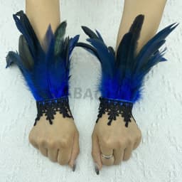 Natural Feather Sleeve Cuffs Gloves Party Cosplay Lace Wrist Cuffs Fur Sleeve Furry Accessories Carnival Stage Show Costume