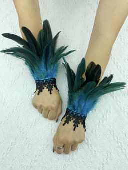 Natural Feather Sleeve Cuffs Gloves Party Cosplay Lace Wrist Cuffs Fur Sleeve Furry Accessories Carnival Stage Show Costume