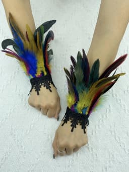 Natural Feather Sleeve Cuffs Gloves Party Cosplay Lace Wrist Cuffs Fur Sleeve Furry Accessories Carnival Stage Show Costume