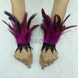 Natural Feather Sleeve Cuffs Gloves Party Cosplay Lace Wrist Cuffs Fur Sleeve Furry Accessories Carnival Stage Show Costume