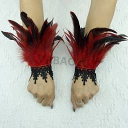 Natural Feather Sleeve Cuffs Gloves Party Cosplay Lace Wrist Cuffs Fur Sleeve Furry Accessories Carnival Stage Show Costume