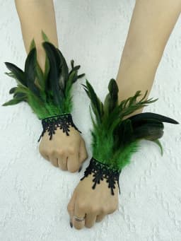 Natural Feather Sleeve Cuffs Gloves Party Cosplay Lace Wrist Cuffs Fur Sleeve Furry Accessories Carnival Stage Show Costume