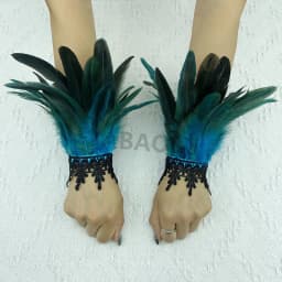Natural Feather Sleeve Cuffs Gloves Party Cosplay Lace Wrist Cuffs Fur Sleeve Furry Accessories Carnival Stage Show Costume