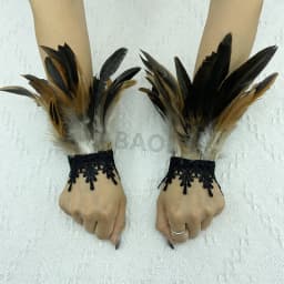 Natural Feather Sleeve Cuffs Gloves Party Cosplay Lace Wrist Cuffs Fur Sleeve Furry Accessories Carnival Stage Show Costume