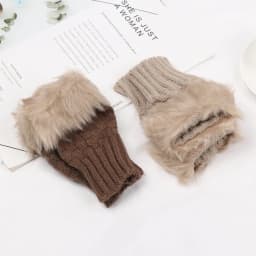 Winter Women Girls Faux Rabbit Hair Fingerless Thicken Warm Gloves Soft Stretch Mittens Outdoor Sports Half Finger Gloves