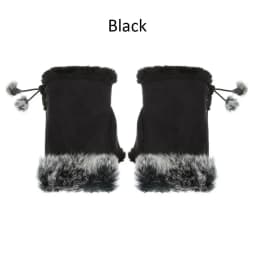 Winter Women Girls Faux Rabbit Hair Fingerless Thicken Warm Gloves Soft Stretch Mittens Outdoor Sports Half Finger Gloves