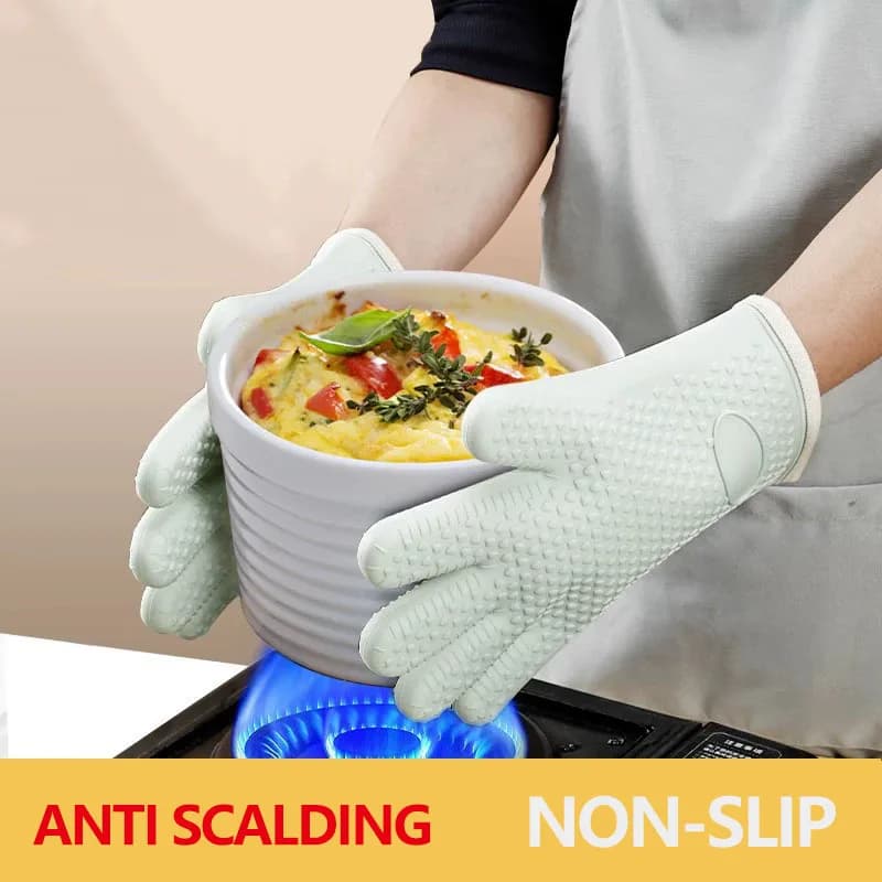 1Pc Thickened Anti-Scald Silicone Gloves Heat Resistant for Microwave Oven Baking BBQ Anti-Slip Heat Insulation Mitts