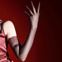 Ultra-thin Aurora Oil Smooth Lace Cuff Long Five Finger Gloves Women Sexy Sheer Nightclub Cosplay Stretchy Tight Stockings Glove
