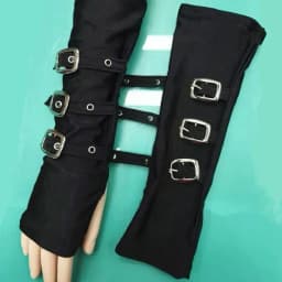2024 Fashion Personality Buckle Straps Punk Style Women Spandex Fingerless Gloves Lolita Cosplay Stage Performances Street Dance