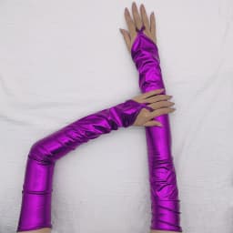 Women Patent Leather Hook Finger Long Fingerless Gloves Solid Retro Style Stage Performance Cosplay Tight Fashion Personality