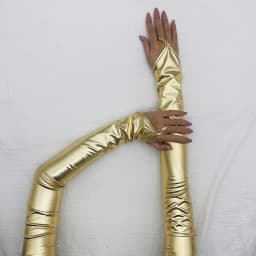 Women Patent Leather Hook Finger Long Fingerless Gloves Solid Retro Style Stage Performance Cosplay Tight Fashion Personality