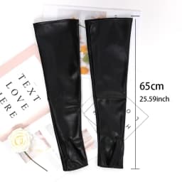 Women Sexy Long Fingerless Gloves Pu Leather Punk Rock Black Gloves Hip Pop Disco Bright Mittens Clubwear Dance Cosplay Costumes