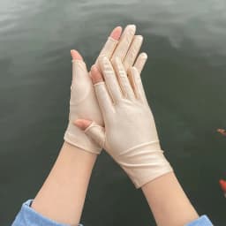 Beige Black Summer Women Gloves Outdoor Sport Breathable Thin Semi-Finger Driving Gloves Sunscreen Fingerless Elasticity Gloves