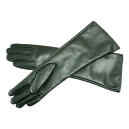 Women's 38 CM Long Fashion Color Leather Sheepskin Gloves with Velvet Lining Warm Finger Gloves for Autumn And Winter