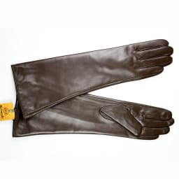 Women's 38 CM Long Fashion Color Leather Sheepskin Gloves with Velvet Lining Warm Finger Gloves for Autumn And Winter
