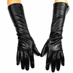 Women's 38 CM Long Fashion Color Leather Sheepskin Gloves with Velvet Lining Warm Finger Gloves for Autumn And Winter