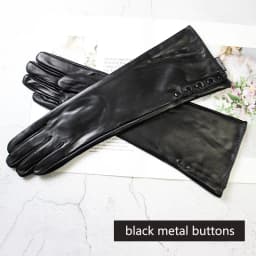 Women's 38 CM Long Fashion Color Leather Sheepskin Gloves with Velvet Lining Warm Finger Gloves for Autumn And Winter