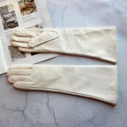 Women's 38 CM Long Fashion Color Leather Sheepskin Gloves with Velvet Lining Warm Finger Gloves for Autumn And Winter